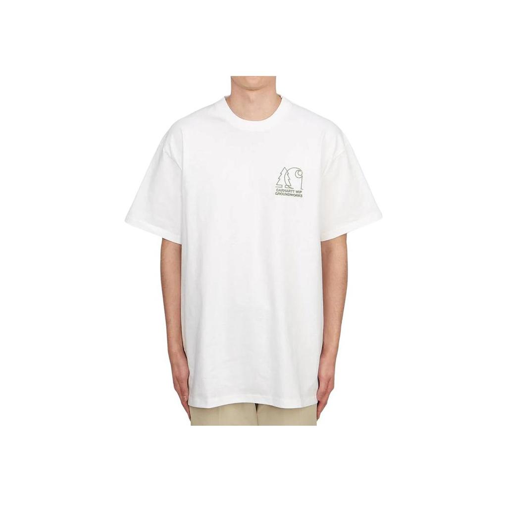 Carhartt WIP Crew Neck Straight Fit Embroidered Graphic Short Sleeve T-Shirt Men Tops White I032889-02-XX