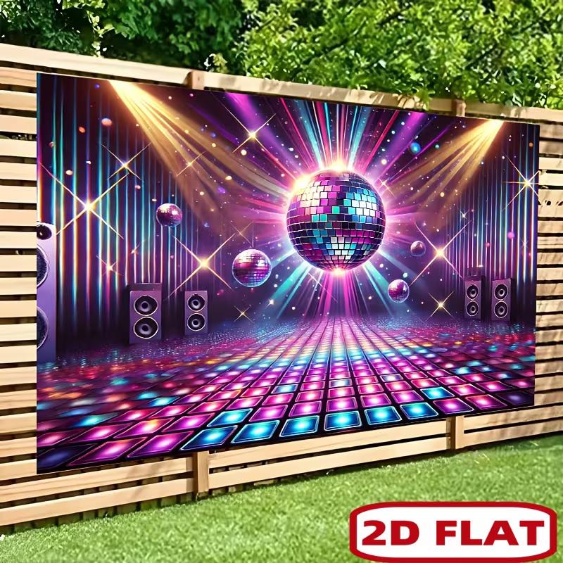 

2D Disco Ball Party Backdrop, Colorful Neon Dance Floor Background 47.2x31.5inch/120*80cm