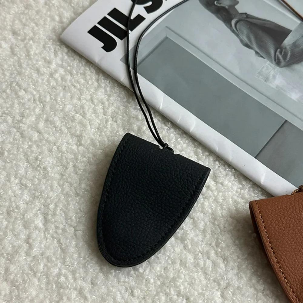 Minimalist Hanging Neck Mini Glasses Bag, Glasses Storage Bag, Handmade Leather Semi-circular Necklace Bag