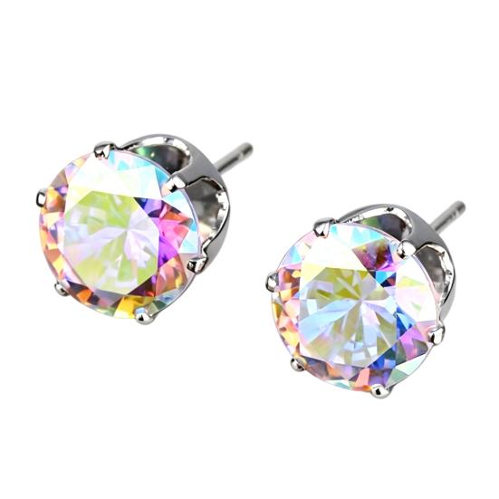 1 Pair Stud Zirconia Sparkling Women Earrings Earrings Four-Claw Cubic Ear Studs