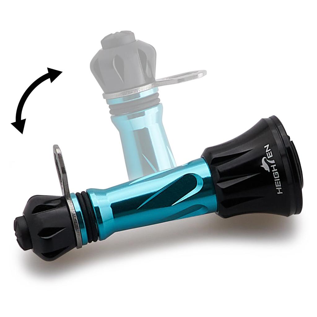 HEIGHTEN 50mm Reel Stand Foldable Shimano Daiwa Spinning Reel Universal Luminous Hook Keeper Line Stopper (Turquoise & Black) (1027)
