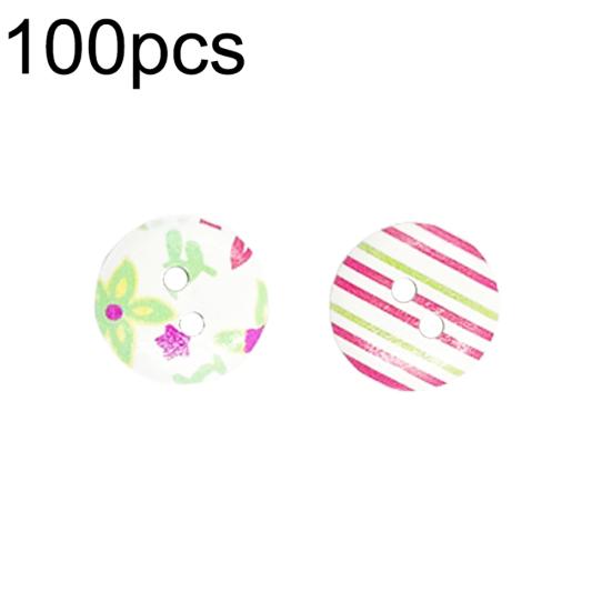 

100Pcs Little Flowers Design Wooden Buttons Sewing Handicraft Art DIY Decoration Random Pattern