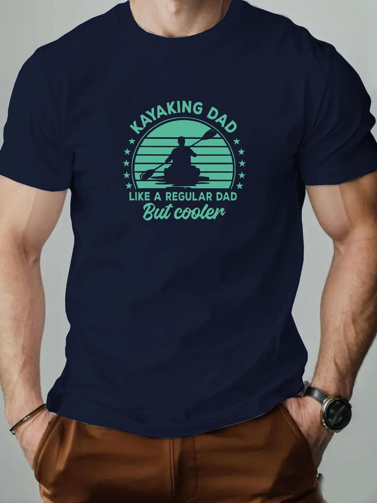 Mens Cotton Tshirt KAYAKING DAD Summer Round Neck Shortsleeved Graphic Breathable Fashion Casual Tshirt