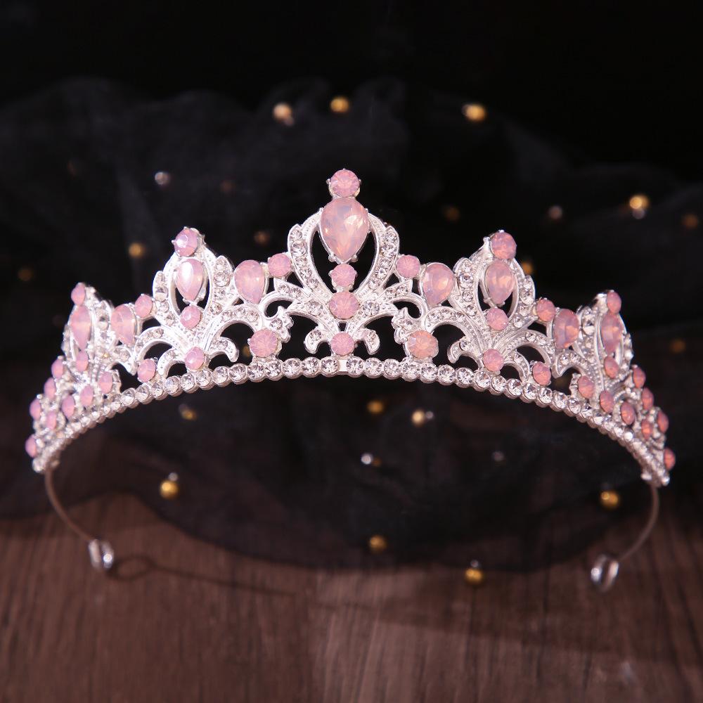 DIEZI 9 Colors Luxury Princess Girls Opal Crystal Bridal Wedding Tiara Crown Bride Queen Headbands Hair Jewelry Accessories