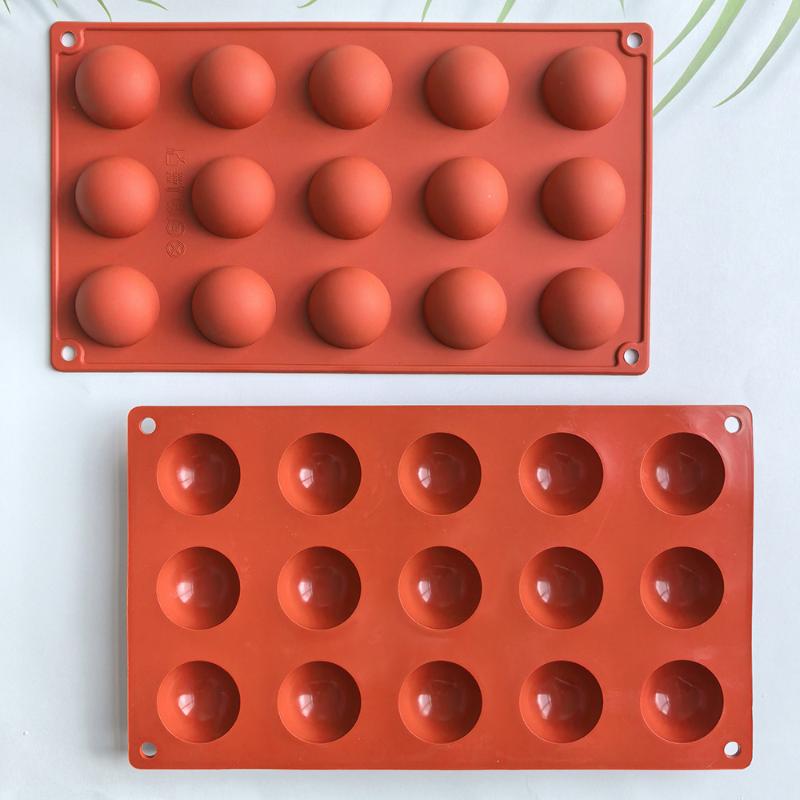 15 Holes Half Ball Sphere Round Silicone Mold 3D Brownie Pudding Mousse Chocolate Dessert Diy Baking Cake Decoration Tool