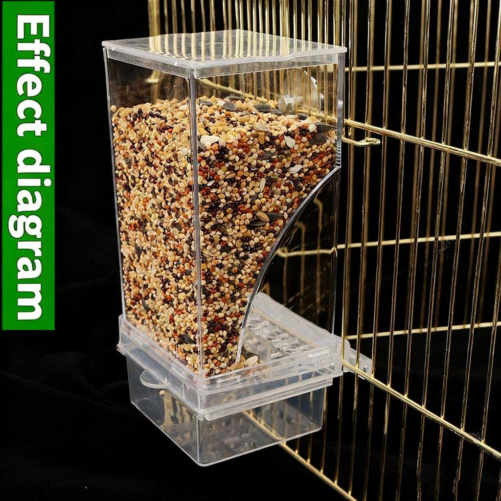 Transparent Parrot Feeder - No-Mess Design with Visible Food Supply Transparent Automatic Parrot Feeder