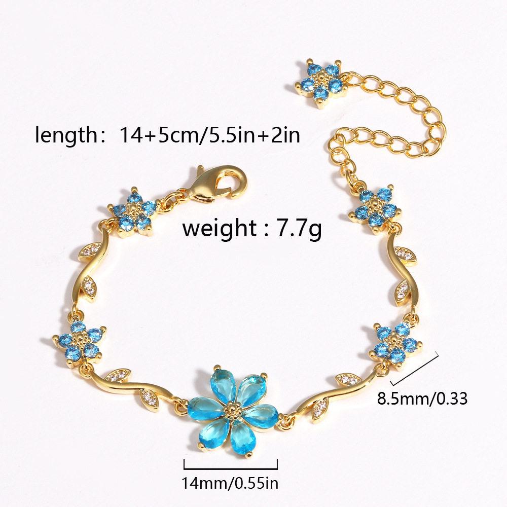 2026 New Korean Light Luxury Trendy Diamond-Inlaid Five-Petal Flower Branch Leaf Women's Bracelet Creative Versatile Flower