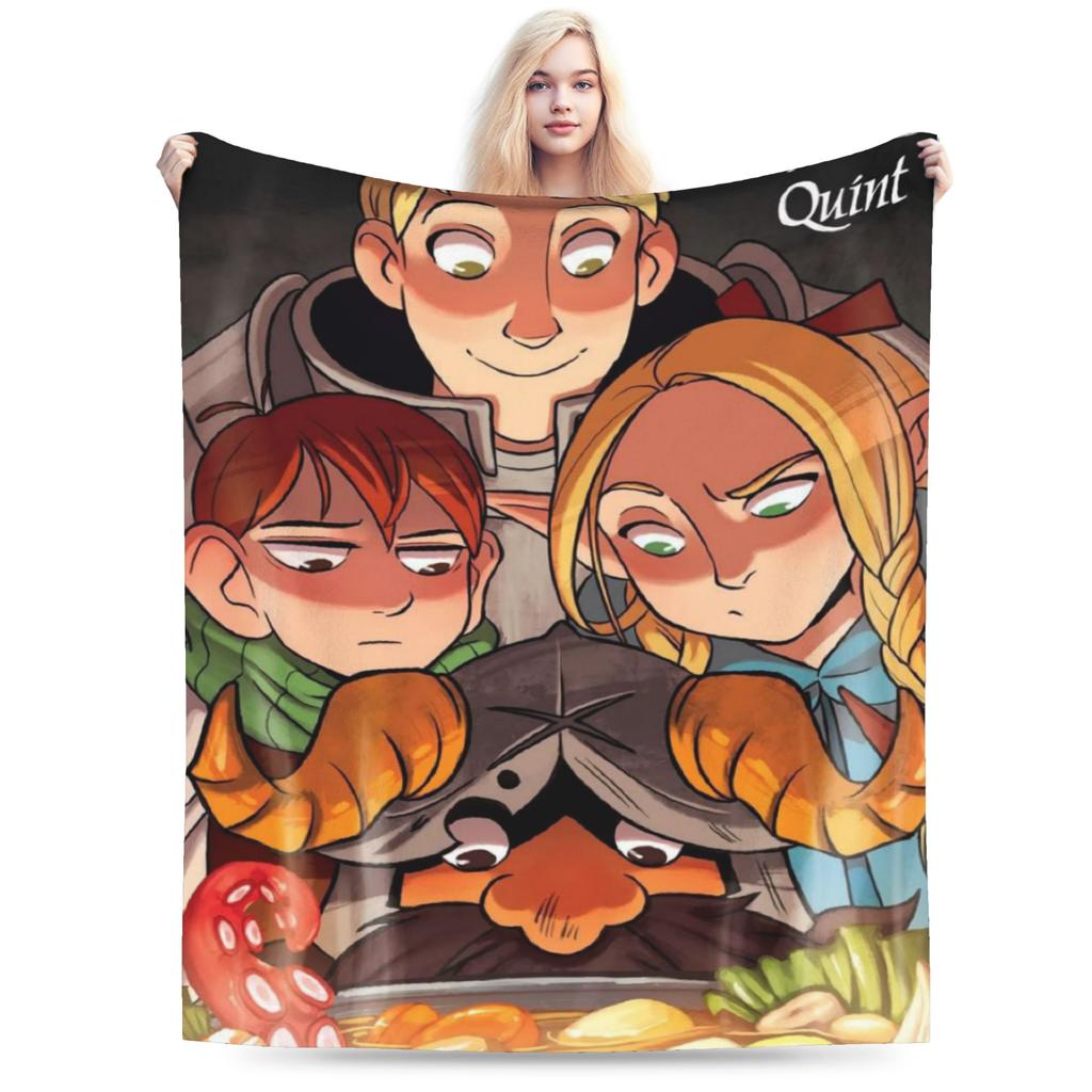 Super Soft Deliciousd in Dungeons Marcille and Senshi Throw Blanket Premium Flannel Bed Blanket Cozy Fluffy Blankets All Season