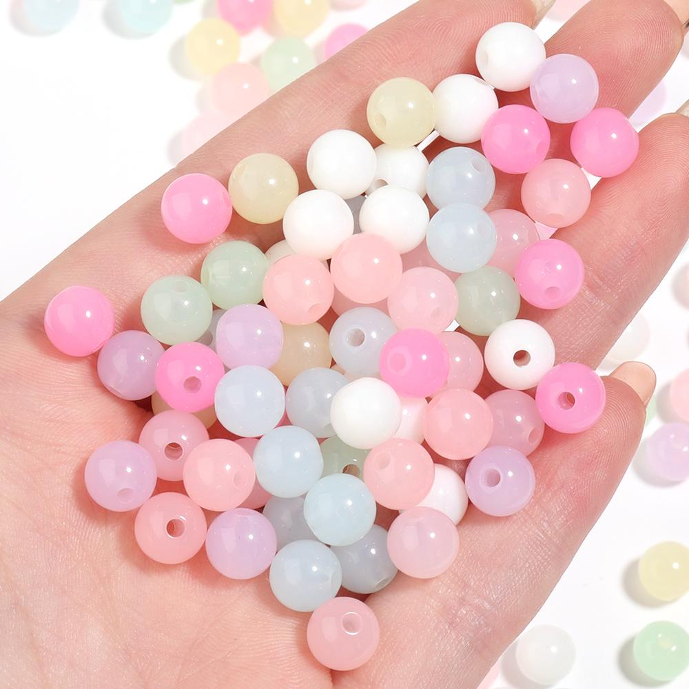 20-500pcs Jelly Color Acrylic Beads Mixed Round Loose Spacer Beads For Jewelry Making DIY Bracelet Necklace Earrings Accessories