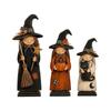 Wooden Halloween Figure Set, 3 Piece Seasonal Display for Shelf Use, Tiered Tray Arranging, Entryway Styling, and Fall Room Accent