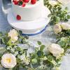 ABWR-4 Pack Eucalyptus Garland With Champagne Rose, Greenery Garland Bulk Artificial Silk Floral Eucalyptus Leaves Vines(A)
