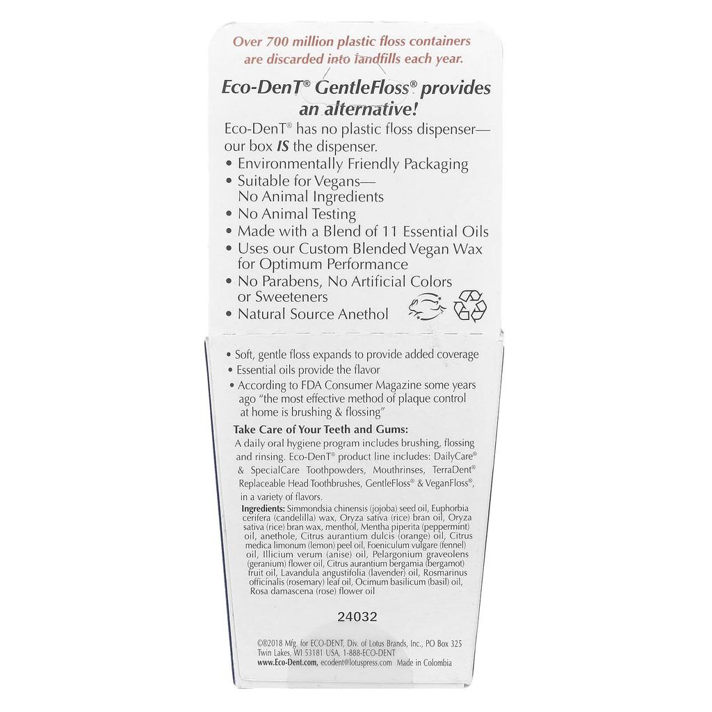 Eco-Dent GentleFloss®, aromă de mentă, 91,44 m (100 yarzi)