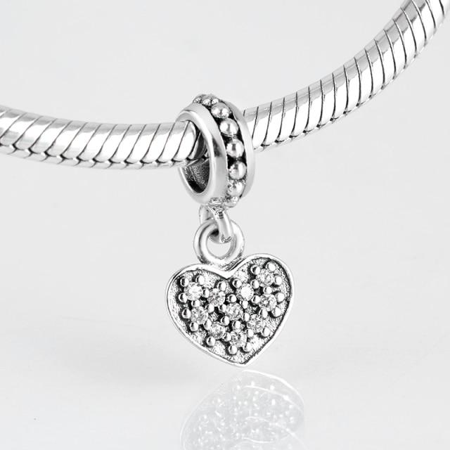 925 Sterling Silver Bead Openwork Sweet Hearts Crown Charms Beads Fit Jiuhao Bracelets Bangles Diy Womens Jewelry