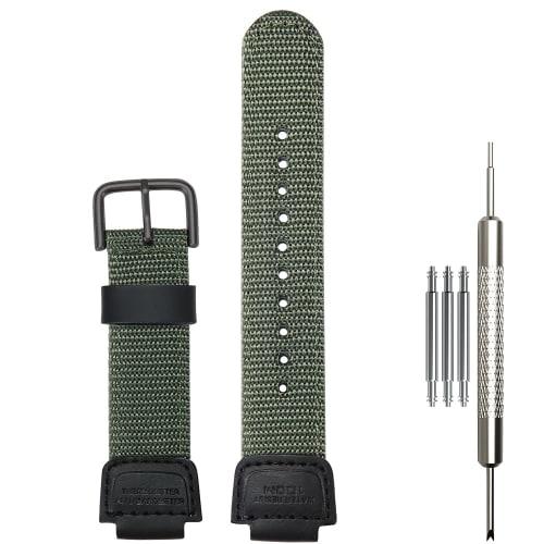 

16 мм нейлоновый кожаный ремешок для часов, сменный ремешок для часов для Casio GA-100, GA110, GA2100, DW5600E, GA-700, DW6900, AWG-M100, DW003B и MCW100 (Армейский зеленый с