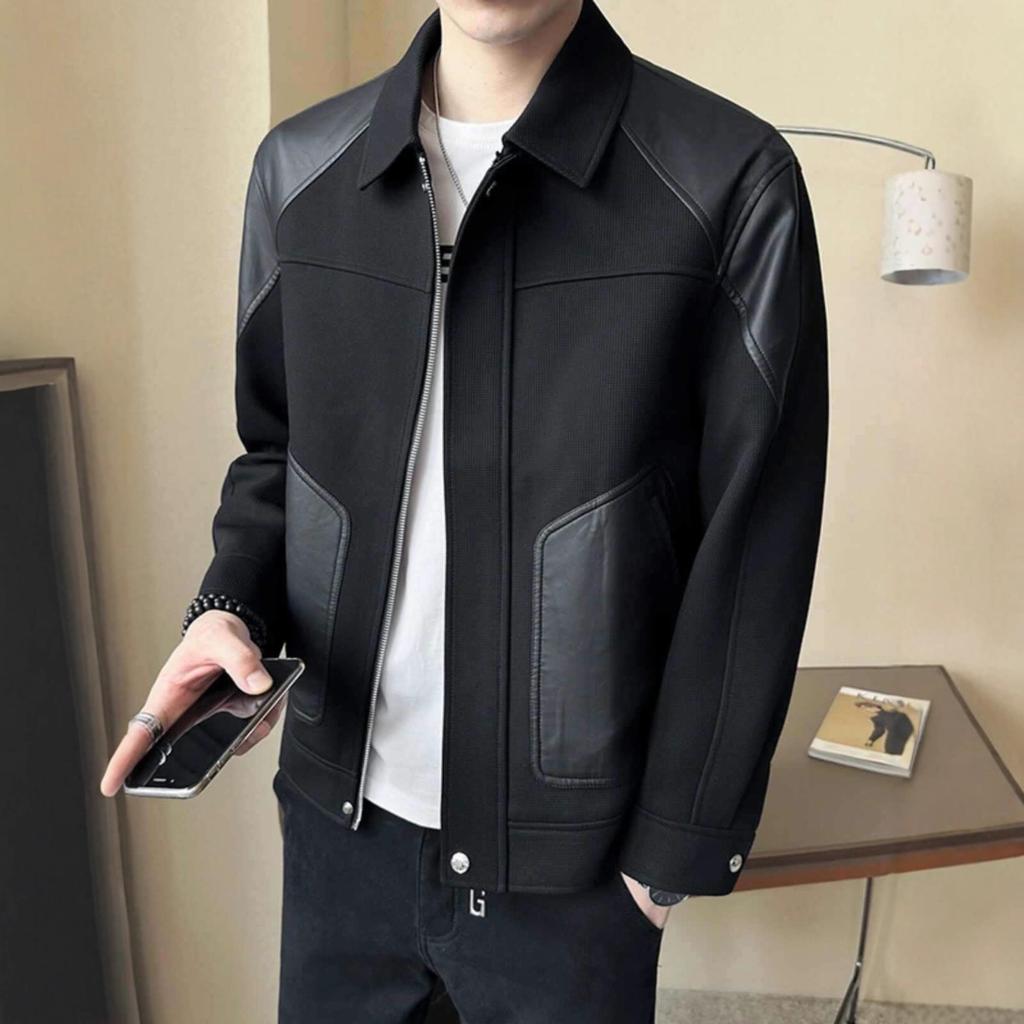 Ruffian Handsome Splicing Jacket Jacket Men's Trendy Brand Lapel On Clothes Spring, Autumn and Winter 2025 New Models