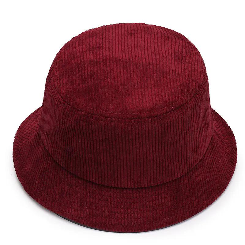 WTEMPO Spring Autumn Winter Casual Bucket Hats Women's Solid Color Windproof Corduroy Streetwear Fisherman Hats
