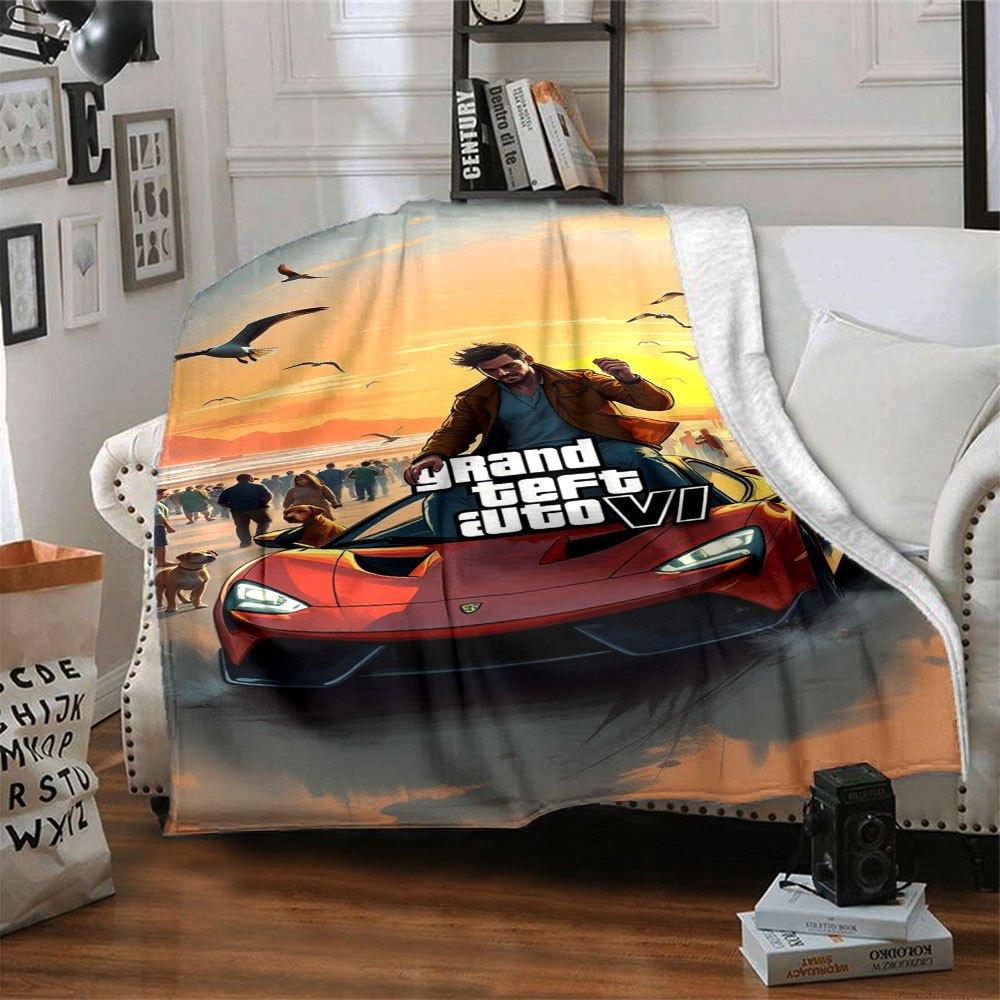 

1pc Grand Theft Auto Soft Flannel Blanket with Designer Print - A cozy blanket for all seasons, perfect for the couch, bed, officeB33 80cmx120cm(31inx47in)