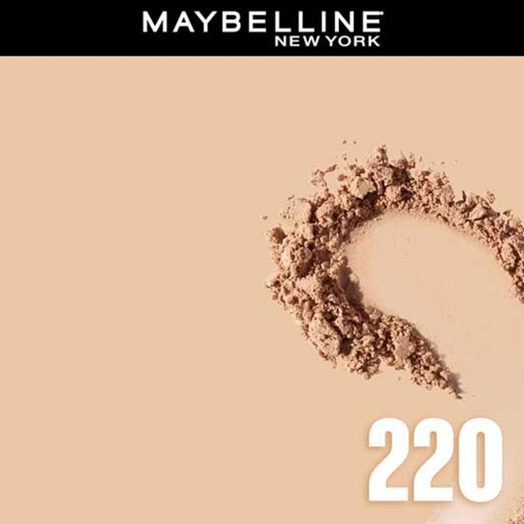 Maybelline Nowy York Fit Me Matowy Puder w Kompakcie 220, 8g Naturalny Beż z SPF 28 Długotrwały Kontrola Sebum Lekki Puder do Twarzy