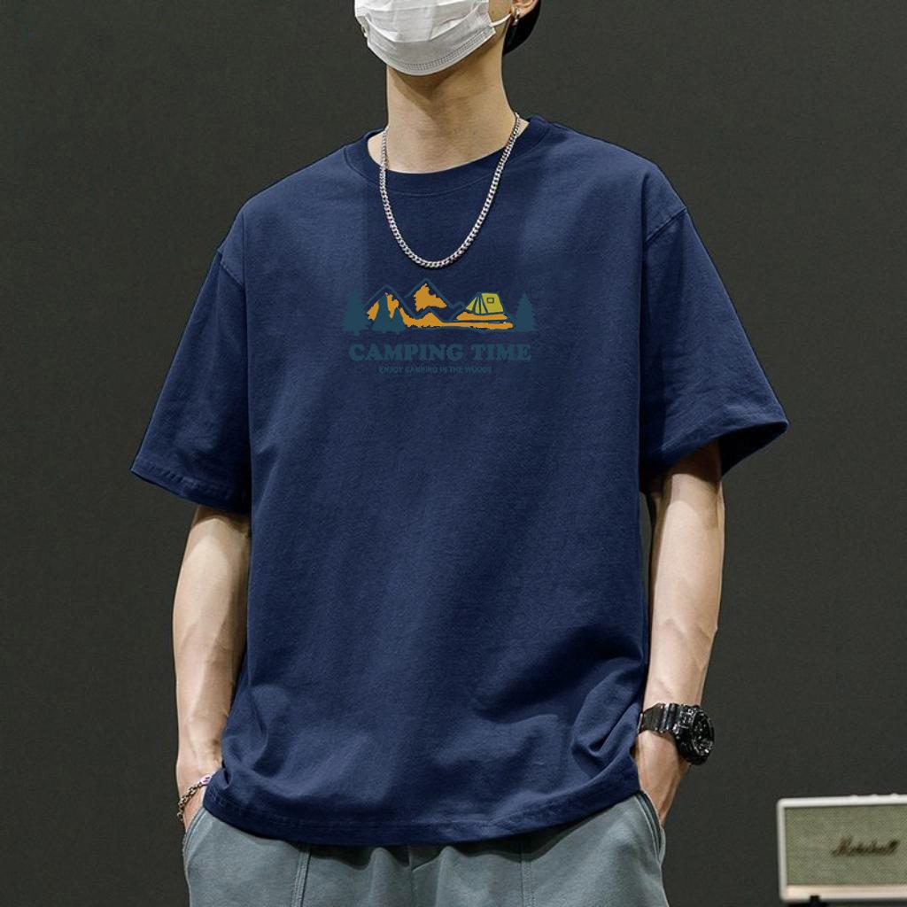 Simple T-shirt Men's print Summer Trendy Printed Cotton Short Sleeved Loose Trendy Breathable T-shirts