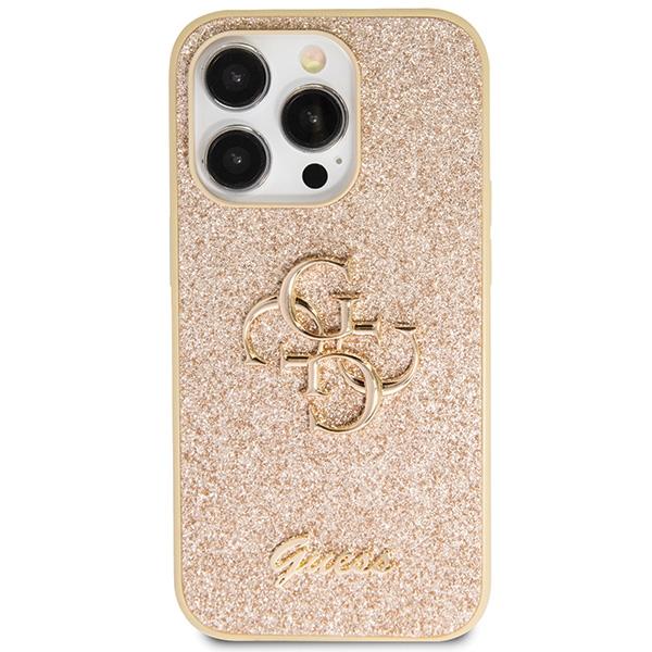 Etui Do iPhone 14 Pro Guess Glitter Script Big 4G Złote