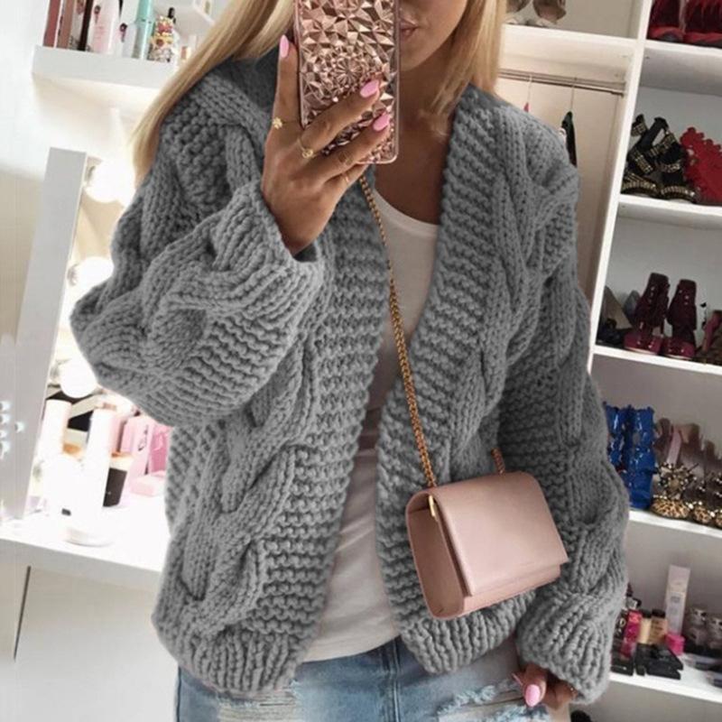 New Autumn And Winter Sweaters For Women Thickened Twist Knitted Cardigan Sweaters For Women