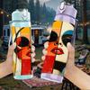 1PC Fashion Lady Sunglasses Split Print 750ml Color Plastic Sports Water Bottle Leakproof Flip Straw Lid Suitable for Sports Office Home Use