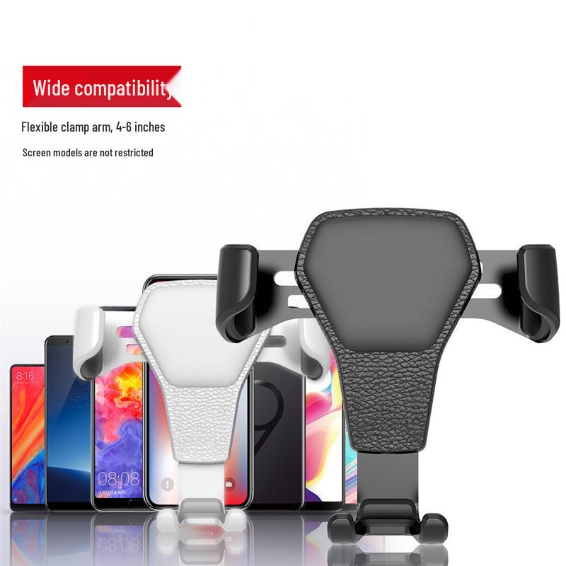 Aluminum Alloy Car Air Vent Gravity Phone Holder with Leather Texture