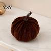 Velvet Stuffed Pumpkin Small Artificial Decoration, Fall Thanksgiving Soft Seasonal Floral Scene Accents Ornament, Autumn Harvest Tabletop Centerpiece