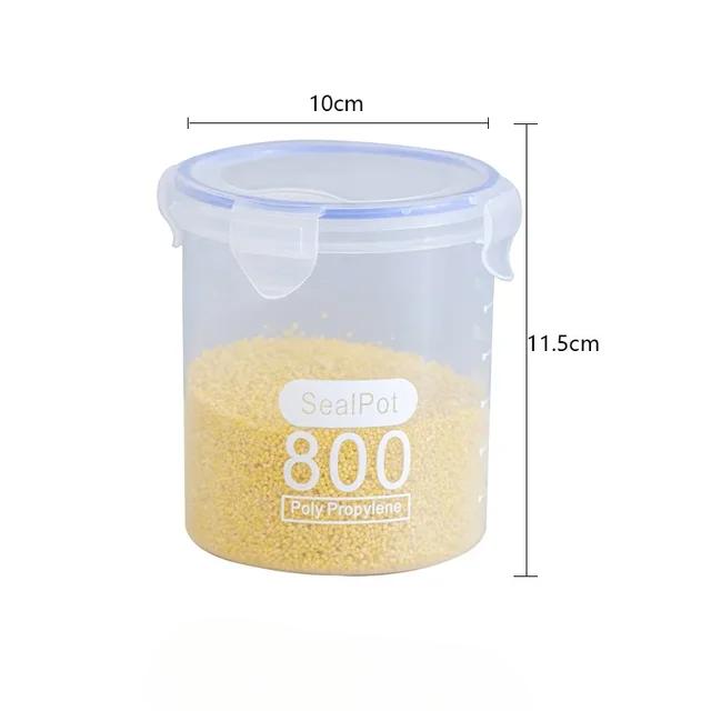 Коробка для хранения продуктов, герметичные пластиковые банки для хлопьев, конфет, сушеных продуктов, с крышкой, контейнеры для хранения в холодильнике, предметы домашнего обихода, кухонный органайзер 800ML-1PCS