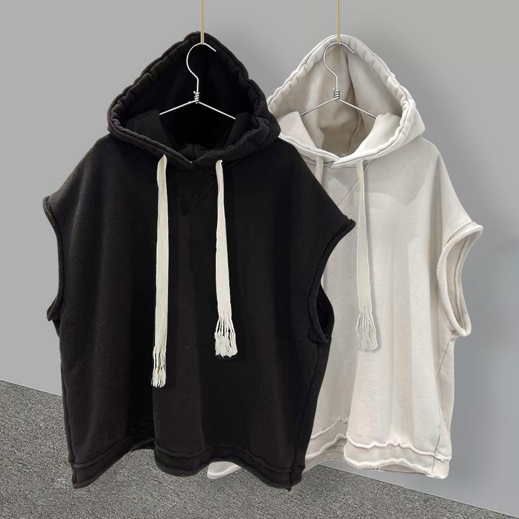 Plus Size Women Hooded Sleeveless Hoodie Summer Autumn Korean Sweatshirt Casual Loose Vest
