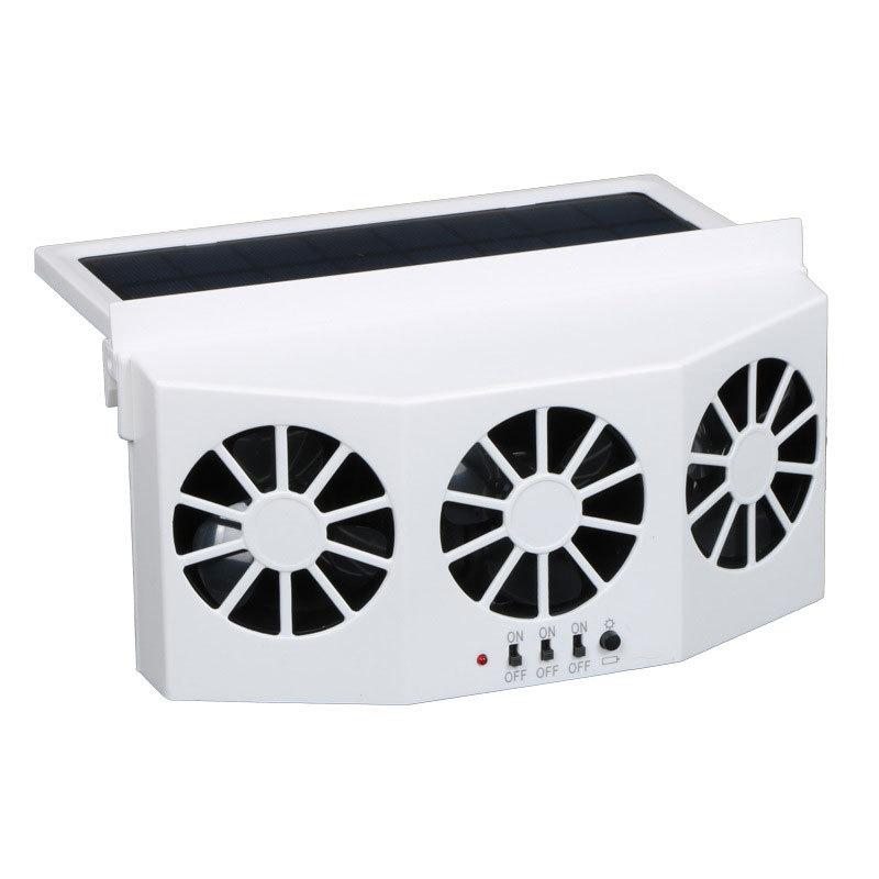 Solar Car Fan USB Rechargeable Exhaust Fan Air Circulation Cooling and Heat Dissipation High Wind Power 3 Head Ventilation Fan