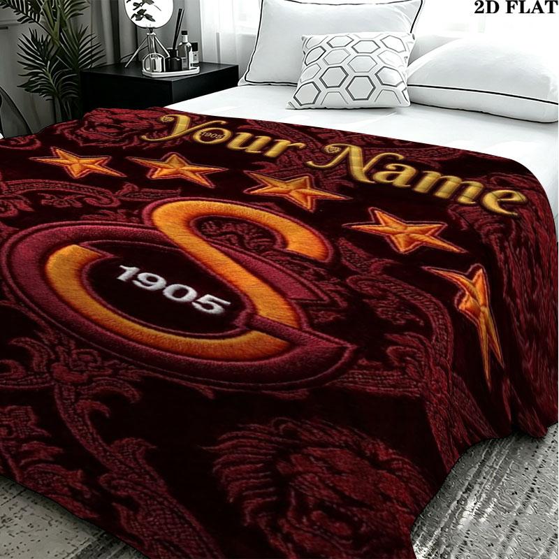 1PC Galatasaray S Custom Name Patterned Flannel Blanket Suitable For All Seasons for Home Decor Warmth and Comfort Gifts Holiday Present