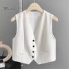 Women's Vest Top Sleeveless Suit Vest Single Breasted V-neck Waistcoat Dressy Casual Vest Jacket for Spring Summer