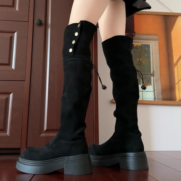 Thick leg boots boots 2025 new thick-soled fat mm enlarged tube circumference high tube over knee boots winter velvet large size