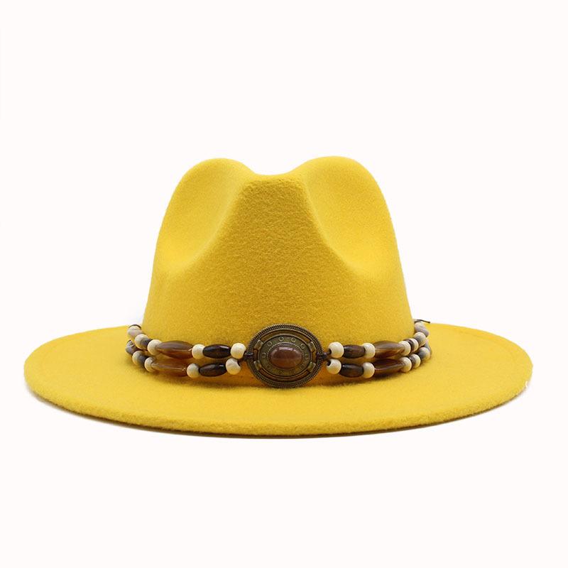 Big Eaves Wool Jazz Top Hat Women'S Casual Big Edge Felt Hat Men'S Jazz Hat 9.5Cm