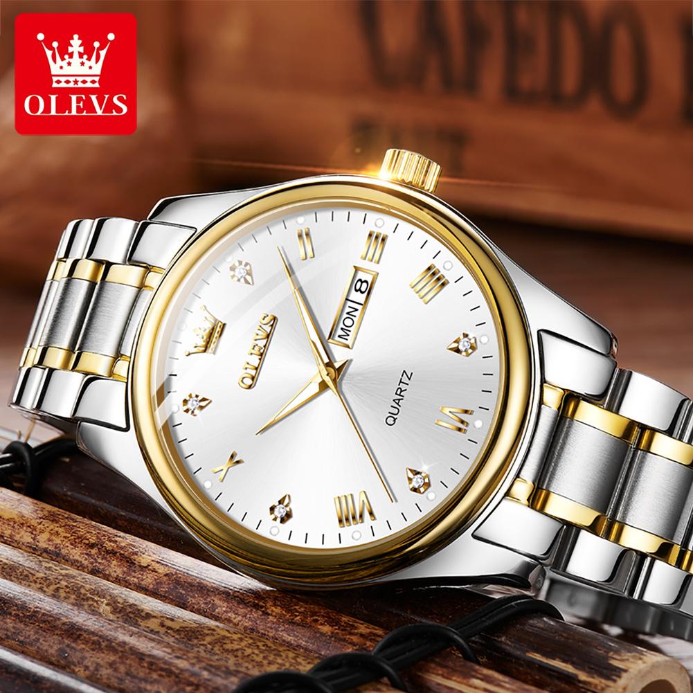 OLEVS 5563 Luxury Quartz Watch for Men Waterproof Sports Luminous Stainless Steel Date Mens Wristwatches Clock Relogio Masculino