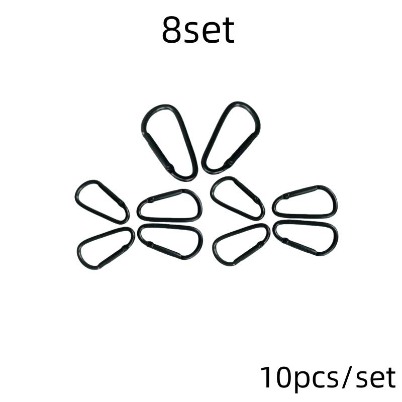 10pcs Black Aluminum Carabiner D-Ring Key Chain Clip Camping Keyring Snap Hook Outdoor Travel Kit Camping Equipment