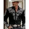 Camicia da uomo stile Western Cowboy, Stampa Fashion, Manica Lunga, Collo a revers Retro, Vestibilità Slim, Camicia Casual da Esterno, Taglie XS-6XL, 21 Colori