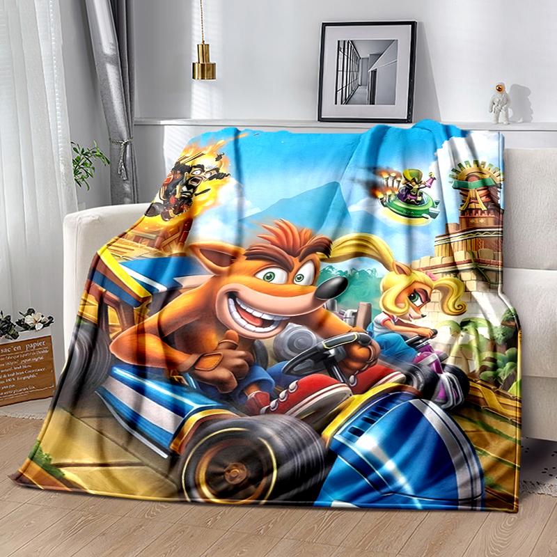 1pc Blanket Crash Bandicoot Print Design, Lightweight Blanket for Sofa, Bed- Soft &Warm, Gift for All Seasons like Christmas, Halloween