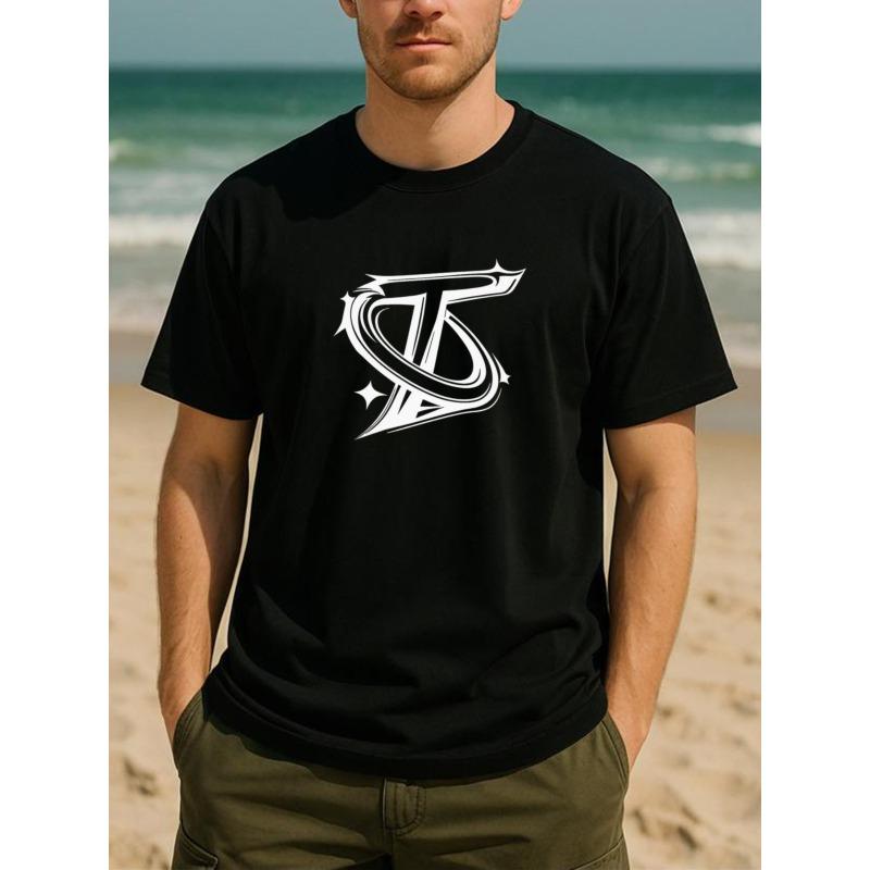 

European Size Artistic Letter Print, Simple and Fashionable for Men, All-season Casual Men s T-shirt, Men s Wear 4XL чорний
