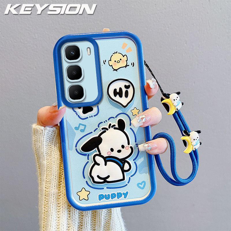 KEYSION Shockproof Case for Infinix Hot 60i 60 5G with Lanyard Soft Silicone Cute 3D Cartoon Doll Phone Back Cover for Infinix Hot 60 Pro+