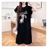 Women's Summer Korean Version of Loose Cartoon Dog Letter Short Sleeve T-shirt Fashion Lazy Long Dress