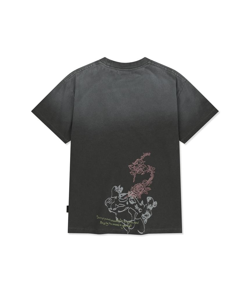 BROWNBREATH W Bb Heart Pigment Tee - Charcoal