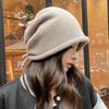 Pile hat women's autumn and winter crimping cold hat retro winter warm knitted hat
