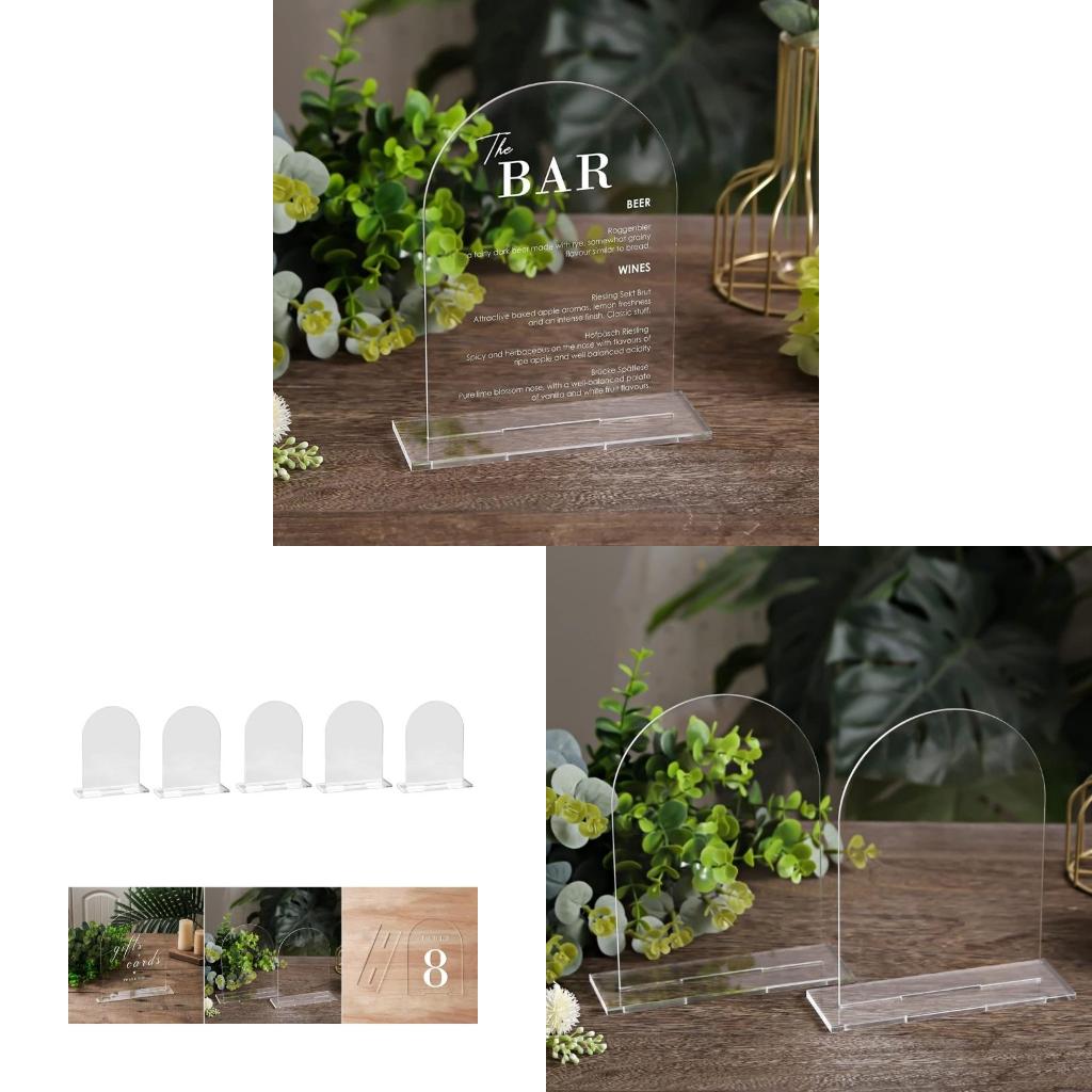 5 Set DIY Acrylic Blank Wedding Table Sign with Holder Event Party Signs Supplies for Christmas Birthday Party