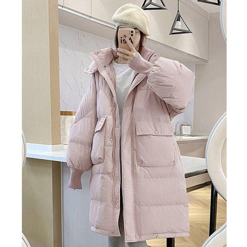 Winter 2025 Kapuzen-Daunen-Baumwollmantel in mittlerer Länge - Stilvoll, dick und überknielang.