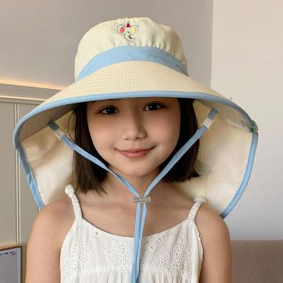 Summer Hats For Children Girls and Boys Big Brim Shawl Sunscreen Outdoor Fisherman Cap Bucket Hat Breathable Traveling Sun Hat