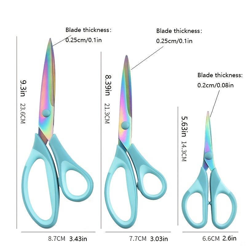 3PCS Colorful Titanium Office Tailor Scissors Colorful Titanium Plated Hand Cutting Household Sewing Scissor Set