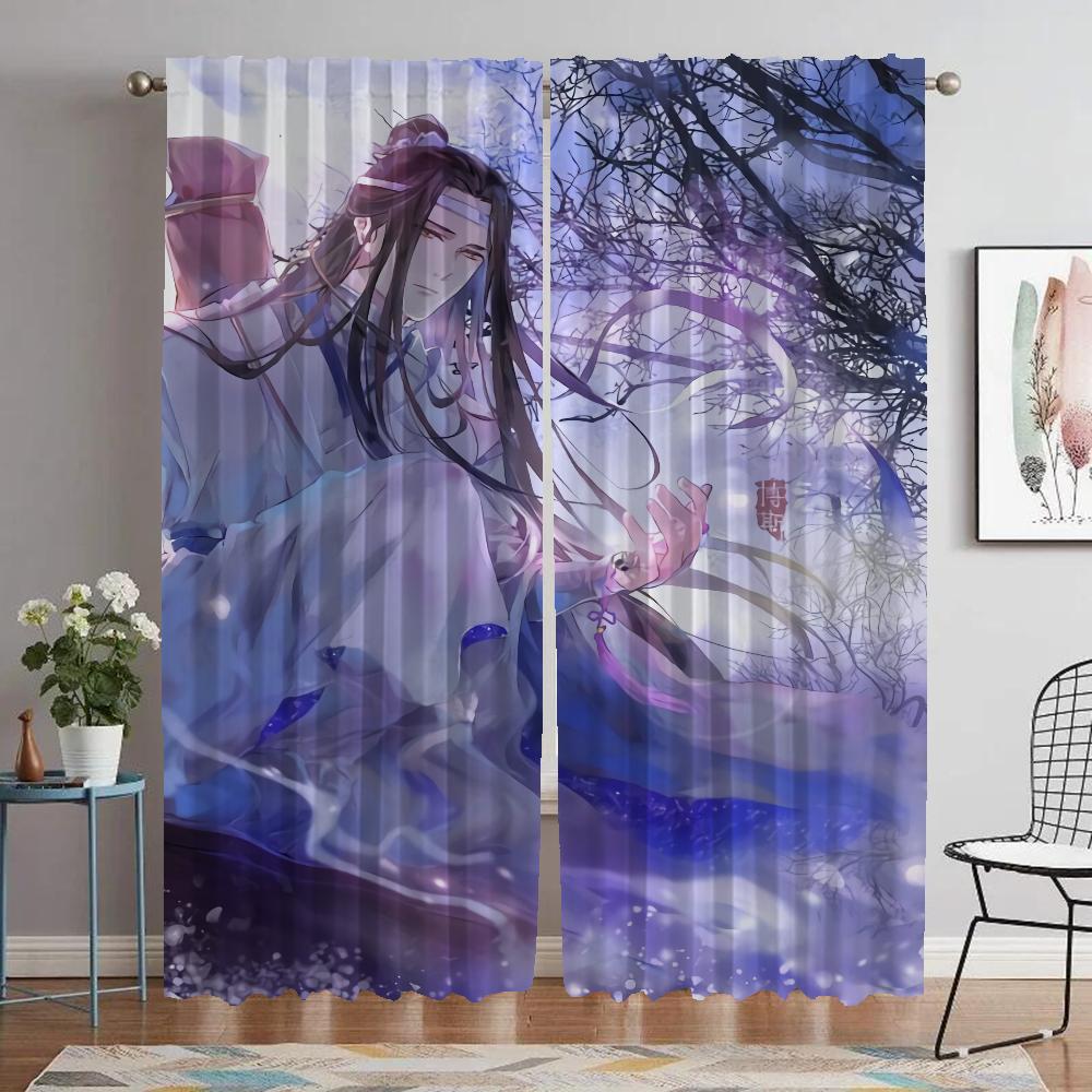 Küchenvorhänge für Kamera Mo Dao Zu Shi Tüll für Schlafzimmerabtrennung Wohnzimmervorhang Mückenschutzvorhänge 2 Stück Jalousien