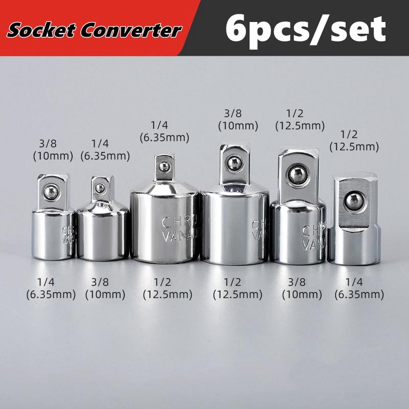 1/4" 3/8" 1/2" Ratchet Wrench Adapter Chrome Vanadium Steel Ratchet/Socket Extension/Conversion Kit for Automotive Maintenance